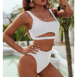 Blooming Jelly Crop High Cut Bikini Swimsuit Size L